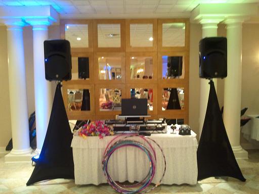 Professional DJ equipmetn set up with interactive games and props
