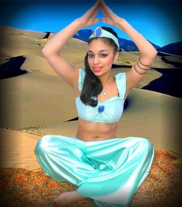 Legend Arabian Princess character performer for children's birthday parties in New Jersey, magic carpet, legend storytelling scroll, make-a-wish magic genie lamp, magic show, puppet, souvenir tiara, child's harem costume, animal balloons, tattoos and face painting