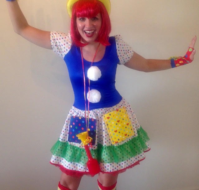 Haley the Clown- professional actress, singer and children's party entertainer performs kids magic Clown show for young children ages 2-7, show includes circus music, treasure hunt with souvenirs, pocket tricks, souvenir magic wand and big red clown nose, comincal juggling, puppet, and balloon art, optional tattoos and face painting can be added