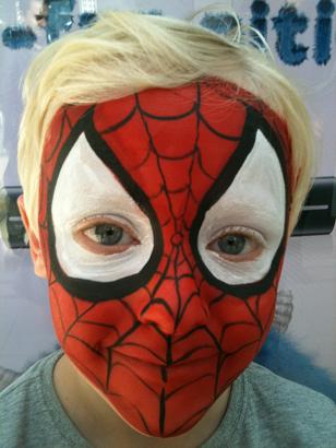 Kid's Super Hero full face painting, face painting for superhero birthday parties
