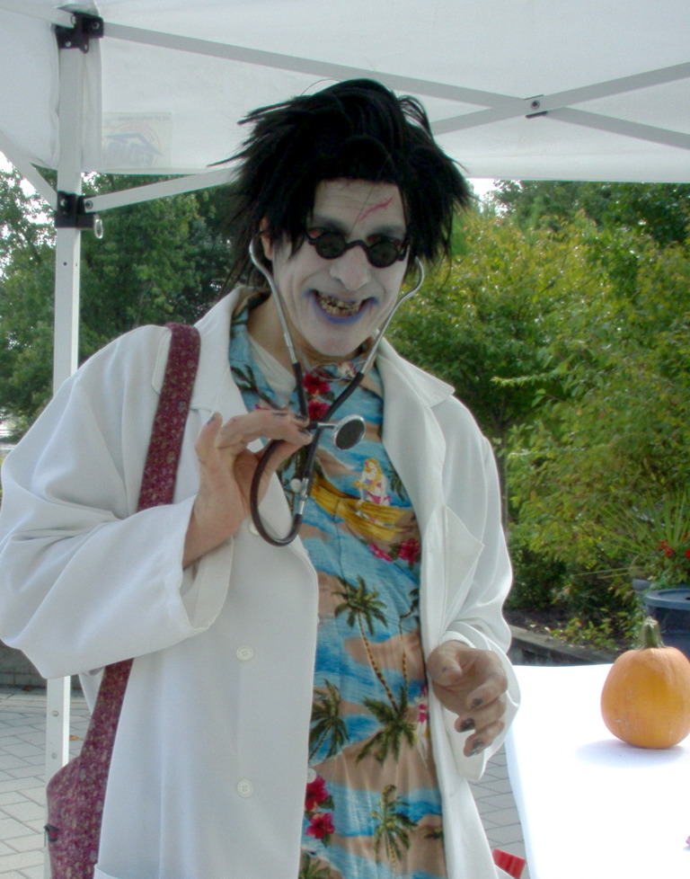 Doctor Shock variety performer, Halloween character actor, comedy magic, juggling, fire eating, strolling close up magic or stage show for all ages