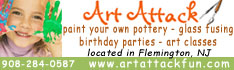 Art Attack in Flemington NJ, a retail paint your own pottery and glass fusing studio, party place, birthday party facility in central New Jersey, Hunterdon County