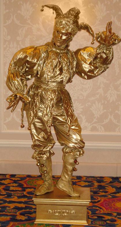Living Statue professional performer, poses as immovable statue at corporate events, promotions, and more. Choose from Gold Jester, Herald Trumpeter, Statue of Liberty and more.