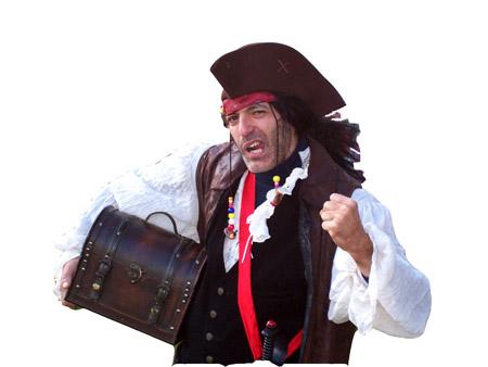 Pirate Jon- professional stage character actor, magician and kid's entertainer performs high-end Pirate Magician show with comedy, magic, juggling, ventriloquism, and pirate balloons